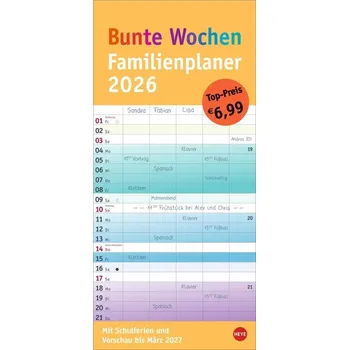 Bunte Wochen Familienplaner 2026 - Heye