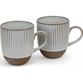 1x2 Bredemeijer Mugs Ingo 450ml Tassen Steingut weiße Str.147081