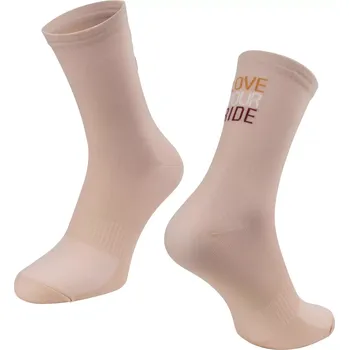 Pánské ponožky ponožky FORCE LOVE YOUR RIDE, krémové L-XL/42-46