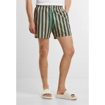 Pánské plavky Striped Seersucker Swim Shorts - bottlegreen/unionbeige 3XL