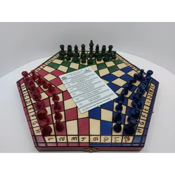 Šachy Dřevěné šachy pro tři hráče barevné