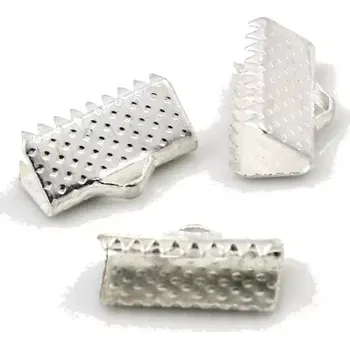 Materiál na výrobu šperku Koncovky na stuhu stříbrné 5x12 mm - 50 ks