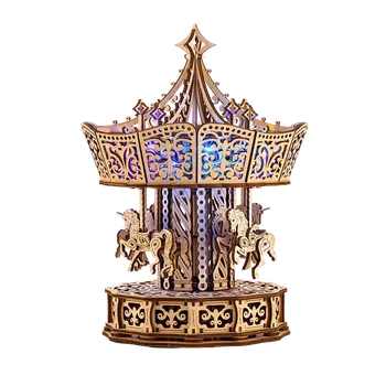 Puzzle Wood Trick "Pařížský kolotoč" - 3D dřevěné mechanické puzzle ("Parisian Carousel" - dřevěné 3D puzzle a dřevěné skládačky)