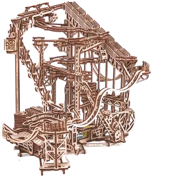 Puzzle Wood Trick "Spirála - kuličková dráha" - 3D dřevěné mechanické puzzle ("Spiral Marble Run" - dřevěné 3D puzzle a dřevěné skládačky)