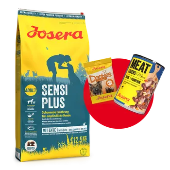 Krmivo pro psa JOSERA SensiPlus 12,5kg + Meatlovers Kachna s dýní 400g i Denties 180g GRATIS!
