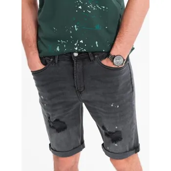 Pánské kraťasy Ombre Clothing Moderní šedé džínové šortky s odřeninami V3 SRDS-0186