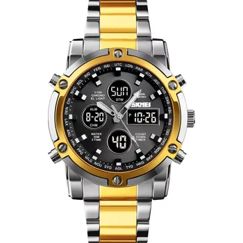 Hodinky Skmei 1389 pánské duální hodinky Atomers Stříbrno zlaté