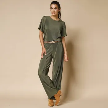 Dámské kalhoty Široké plisované kalhoty khaki 42/44