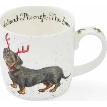 Wrendale vánoční porcelánový hrnek Dachshund Snow s pejskem jezevčíkem 0,31l