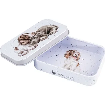 Dóza na potraviny Wrendale Designs Wrendale plechová dóza s víčkem mini Growing Old Together Dogs s pejsky labrador/kokršpaněl 9,5x6cm