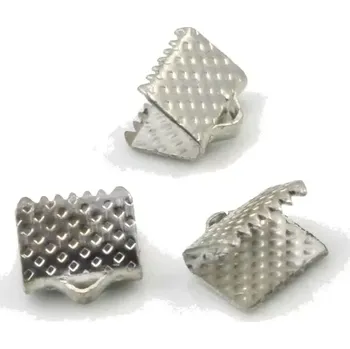 Materiál na výrobu šperku Koncovky na stuhu v platinové úpravě 6x8 mm - 10 ks