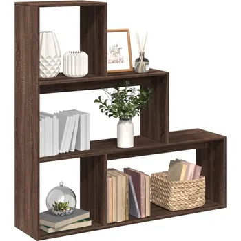 Obývací pokoj vidaXL Knihovna/dělící stěna 3patrová hnědý dub 123x29x123 cm kompozit