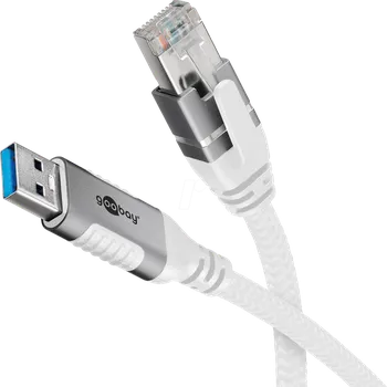 Elektrická zásuvka GOOBAY Kabel USB 3.0 RJ45 vidlice,USB A vidlice niklovaný 7,5m bílá