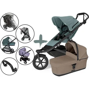 Kočárek Kočárek Thule Urban Glide 3 s korbou Tinted Taupe a UNI příslušenstvím, Mid Blue