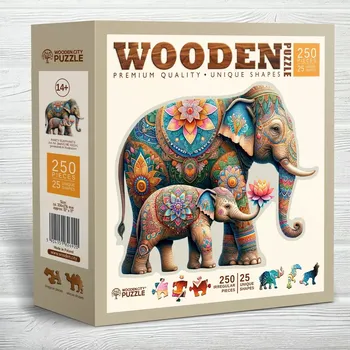 Puzzle WOODEN CITY Dřevěné puzzle Módní sloni 250 dílků