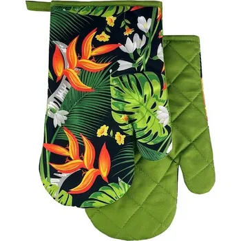 Euromat Chňapka kuchyňská/rukavice s magnetem a poutkem - Listy džungle zelená