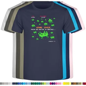 panske-levne-bavlnene-tricko-digi-potisk-space-invaders Barva: Navy - tmavě modrá, velikost: 5XL