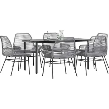 Zahradní sestava vidaXL 7dílný zahradní jídelní set s poduškami polyratan sklo [3334566] Barva: Šedá