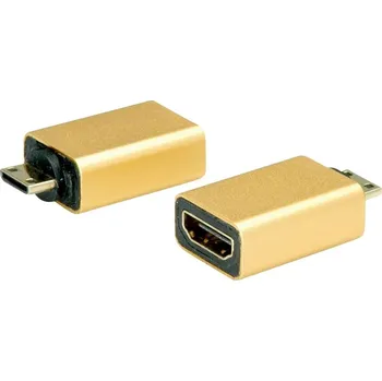 Elektrická zásuvka Roline 12.03.3154 adaptér [1x mini HDMI zástrčka C - 1x HDMI zásuvka] zlatá (metalíza) 30 m