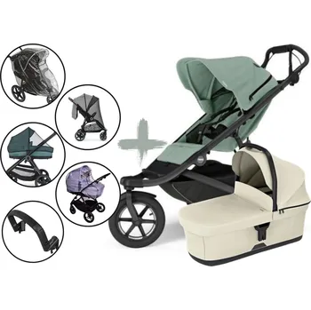 Kočárek Kočárek Thule Urban Glide 3 s korbou Beige a UNI příslušenstvím, Mist Green