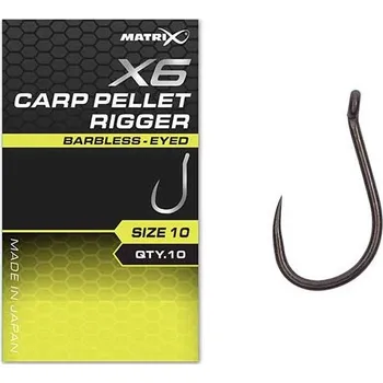 Rybářský háček Háček Matrix X6 Carp Pellet Rigger Barbless - Eyed Velikost 14