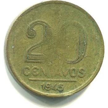 BRAZÍLIE. 20 centavos 1945.