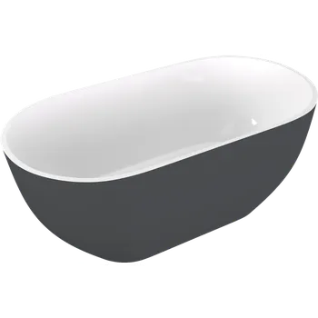 Vana Polysan REDUTA volně stojící vana litý mramor 150x75x58cm, bílá/antracit mat