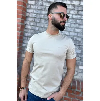 Pánské tričko BOSS Black Thompson 50468347 béžové Velikost: M