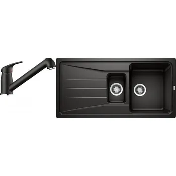 Granitový dřez Set RS Blanco Sona 6 S + Blanco Daras-S (černá + černá)