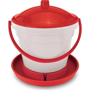 krmítko pro hospodářská zvířata TOPTRADE kbelíková napáječka s plovákem pro slepice 12 l (Plastová napáječka pro drůbež – udržuje stálou hladinu, 12 litrů)