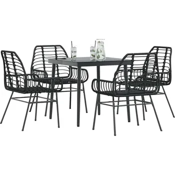 Zahradní sestava vidaXL 5dílný zahradní jídelní set polyratan sklo [3334437] Barva: Černá