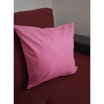 Povlak na dekorativní polštářek Povlak na polštářek růžový s puntíky