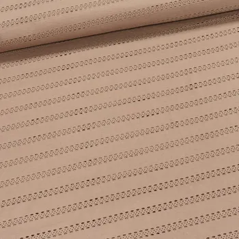 Bavlněný úplet UNI 2915 0948 MADEIRA, jednobarevný mocca / kávový, vyšívaný proužek, š.170cm (látka v metráži)