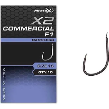 Rybářský háček Háček Matrix X2 Commercial F1 Barbless Velikost 14