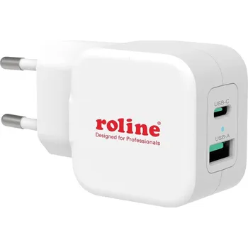 Mobilní telefon Roline USB nabíječka, 1x USB A , 1x USB-C®, 20 W, Dodávka energie, bílá