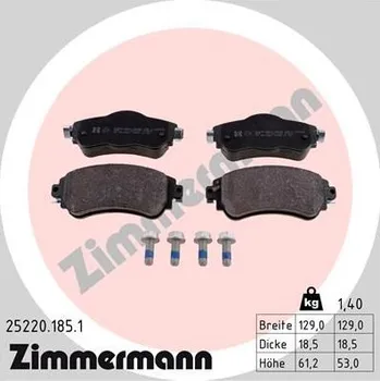 Brzdová destička Sada brzdových destiček, kotoučová brzda ZIMMERMANN 25220.185.1
