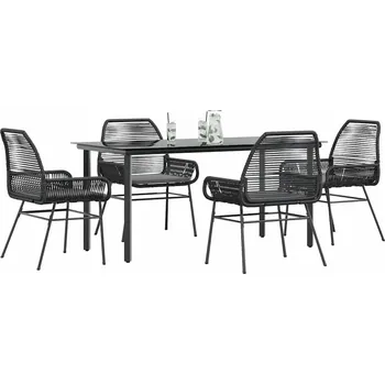Zahradní sestava vidaXL 5dílný zahradní jídelní set s poduškami polyratan sklo [3334572] Barva: Černá