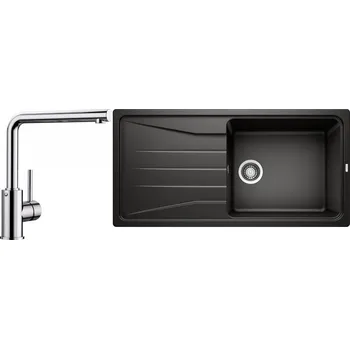 Granitový dřez Set RS Blanco Sona XL 6 S + Blanco Mila (černá + chrom)
