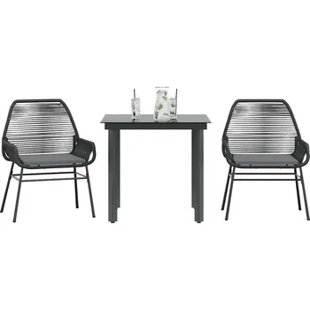 Zahradní sestava vidaXL 3dílný zahradní jídelní set s poduškami polyratan sklo [3334562] Barva: Černá