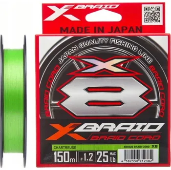 YGK Pletená šňůra X-Braid Cord X8 #PE0,5 (0,117mm) 5,4kg 150m Zelená