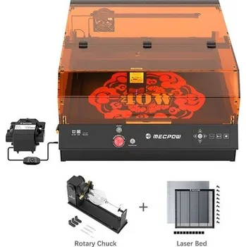 Laser na řezání 40W Laser Mecpow X4 Pro s Claw Disc Rotary Chuck a Laserovým lůžkem