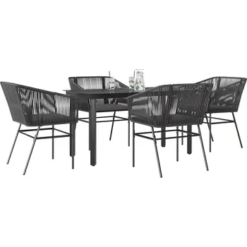 Zahradní sestava vidaXL 5dílný zahradní jídelní set s poduškami polyratan sklo [3334620] Barva: Černá
