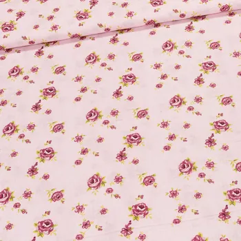 Bavlněné plátno POLO vínové růžičky na růžové, š.140cm (látka v metráži)