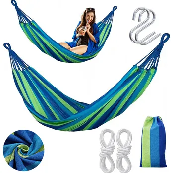 Houpací síť Bluegarden, závěsná houpací síť 200x80 cm, modrá-zelená, OGR-09026