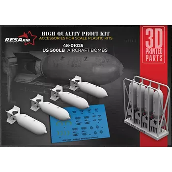 Plastikový model RESARM 1/48 US2 WW 500 lb. AN-M65 Bomb (4 pcs.)