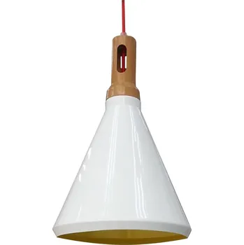 Kovové závěsné svítidlo Robinson bílé se žlutým vnitřkem do obýváku a ložnice 26 cm