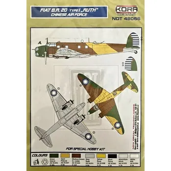 Plastikový model KORA Models 1/48 Decals Fiat BR.20 Ruth Chinese Air Force