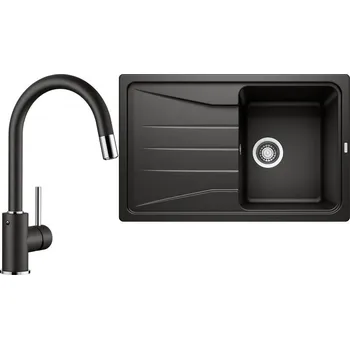 Granitový dřez Set RS Blanco Sona 45 S + Blanco Mida-S (černá + černá)