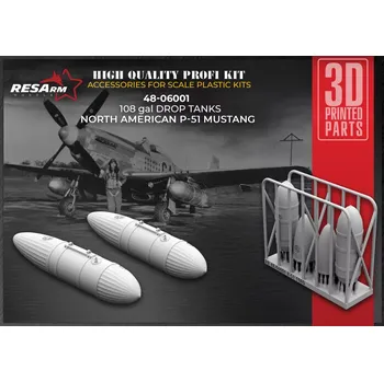 Plastikový model RESARM 1/48 Drop Tanks 108 gal for P-51D