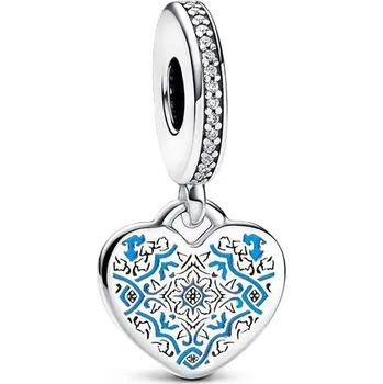 Náhrdelník Pandora 792017CZ_E020 Srdíčko dlaždicové Mincovní stříbro